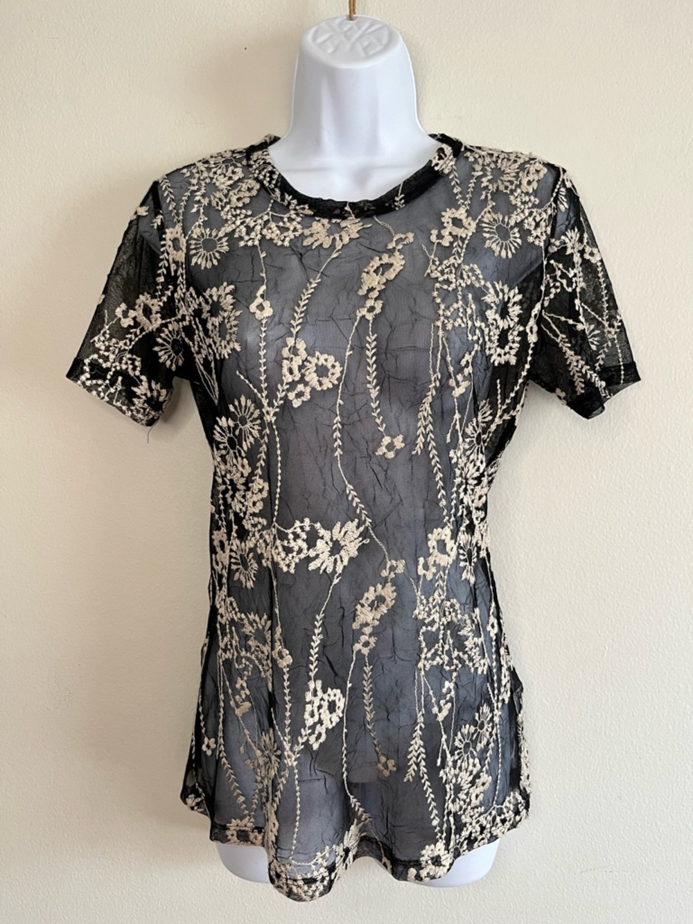 Karen Kane Sheer Lace Floral Top